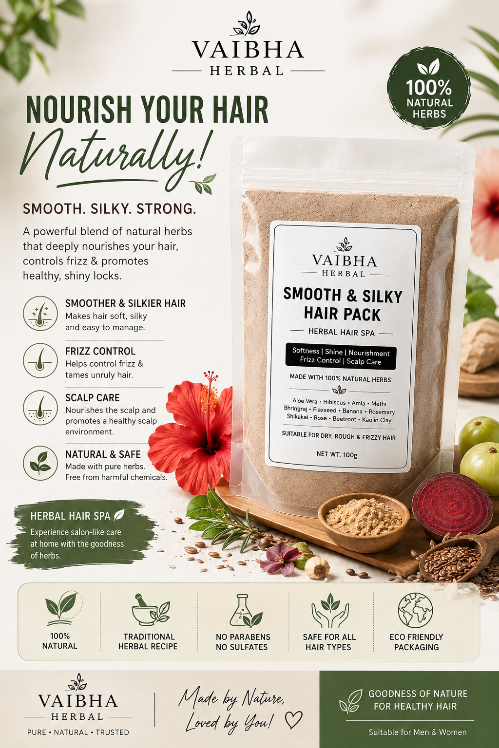 Herbal Smooth & Silky Hair Pack Powder